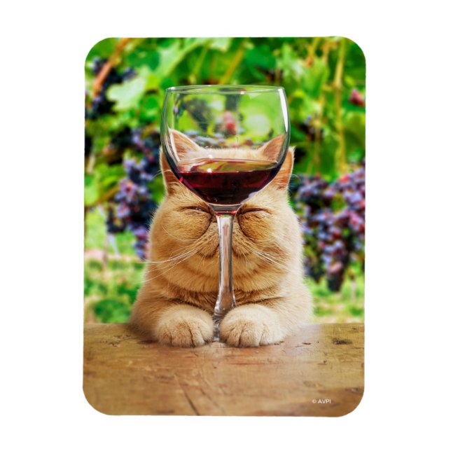 Katt med glas från Vin Magnet (Vertikal)