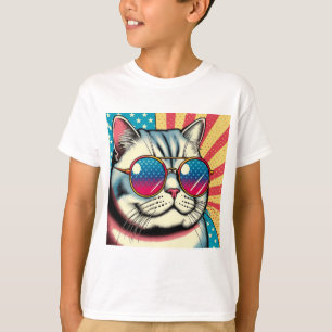 Katt med glas t shirt