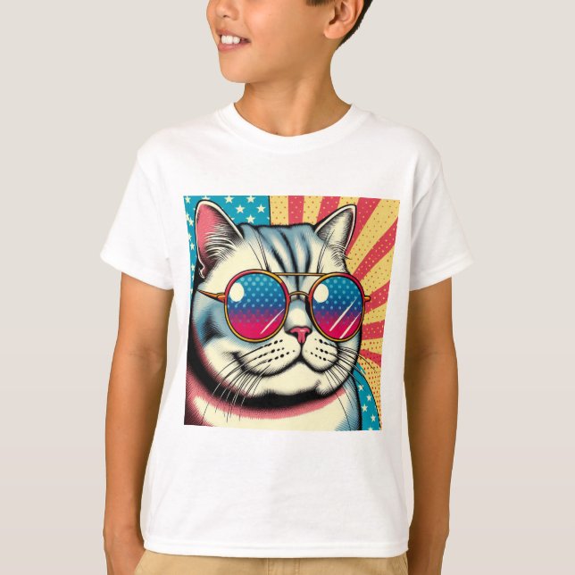 Katt med glas t shirt (Framsida)