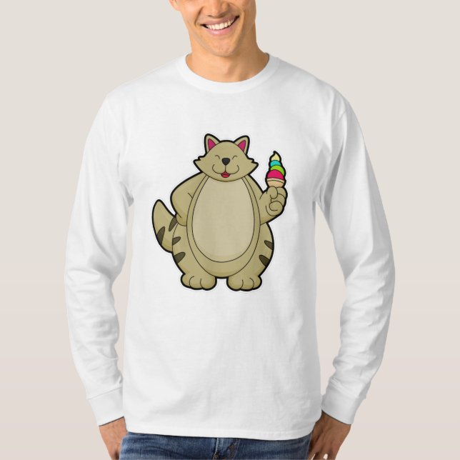 Katt med glasglass t shirt (Framsida)