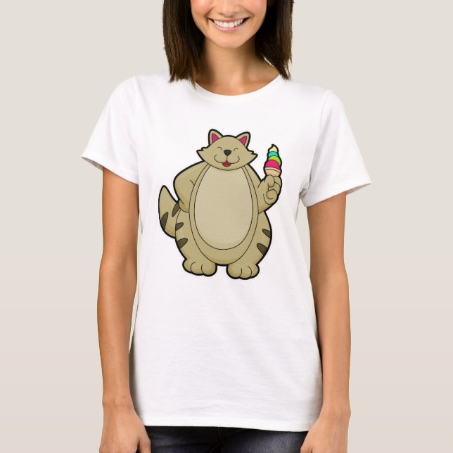 Katt med glasglass t shirt (Framsida)