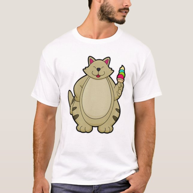 Katt med glasglass t shirt (Framsida)