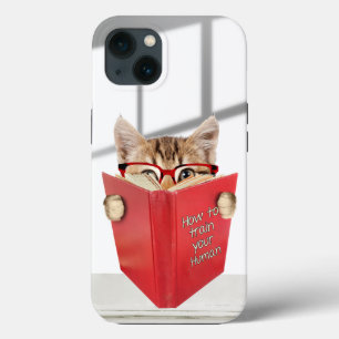 Katt med glasögon och röd Bok
