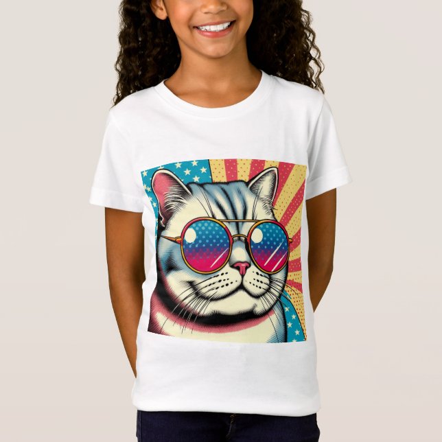 Katt med glasögon t shirt (Framsida)