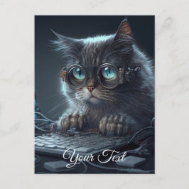 Katt med glasögon. vykort