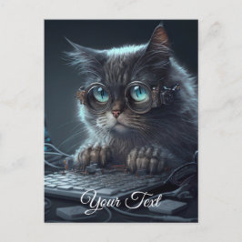 Katt med glasögon. vykort