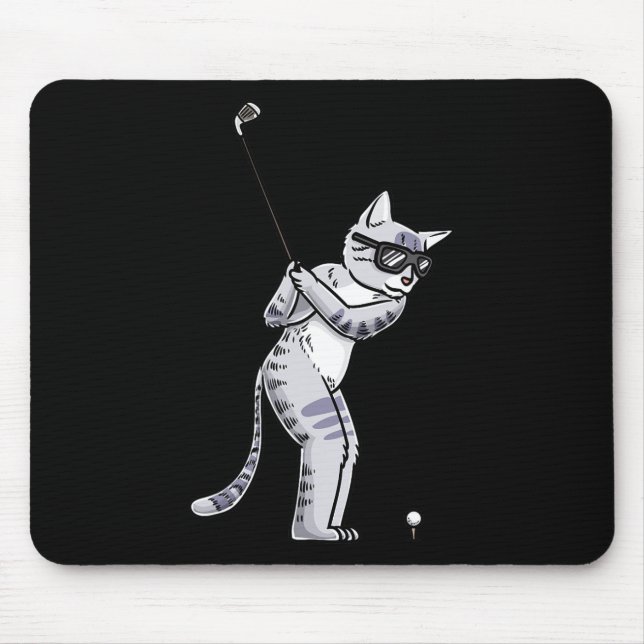 Katt med Golf Klubb Golfing Golf Player Golfer Musmatta (Framsidan)