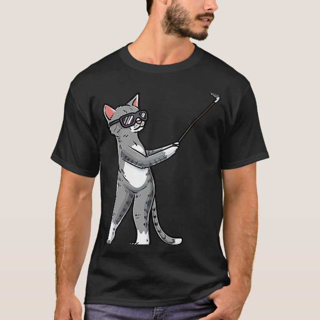 Katt med Golf Klubb Golfing Golfer Golf Player T Shirt (Framsida)