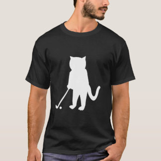Katt med golfklubb framför T-silhuette T Shirt