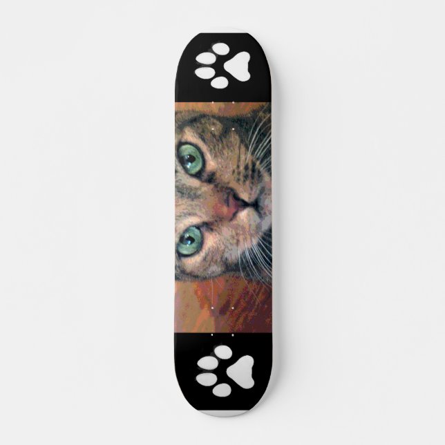 Katt med gröna ögon skateboard bräda 19,5 cm (Framsida)
