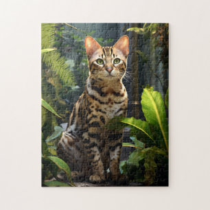 Katt med Grönt Foliage. Pussel