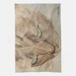 Katt med Grönt ögon Tea Towel Kökshandduk