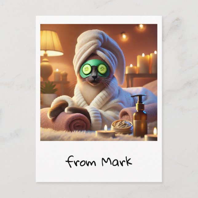 Katt med gurkor för behandling vykort (Framsida)