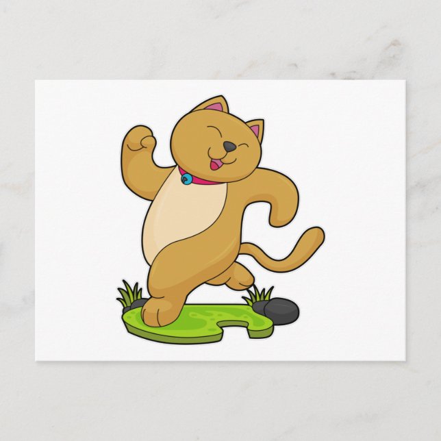 Katt med halsband körs på vykort (Framsida)