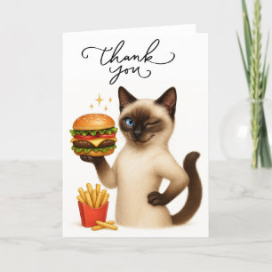 Katt med Hamburger Tack Kort