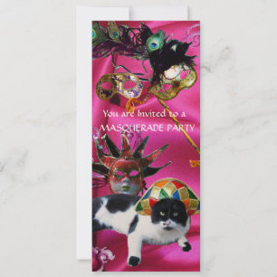 KATT MED HARLEKINHATT OCH MASKERADDRÄKT INBJUDNINGAR