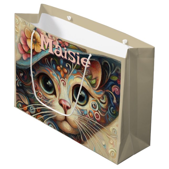 Katt med Hat Blommigt Personlig (Framsidan Vinklad)