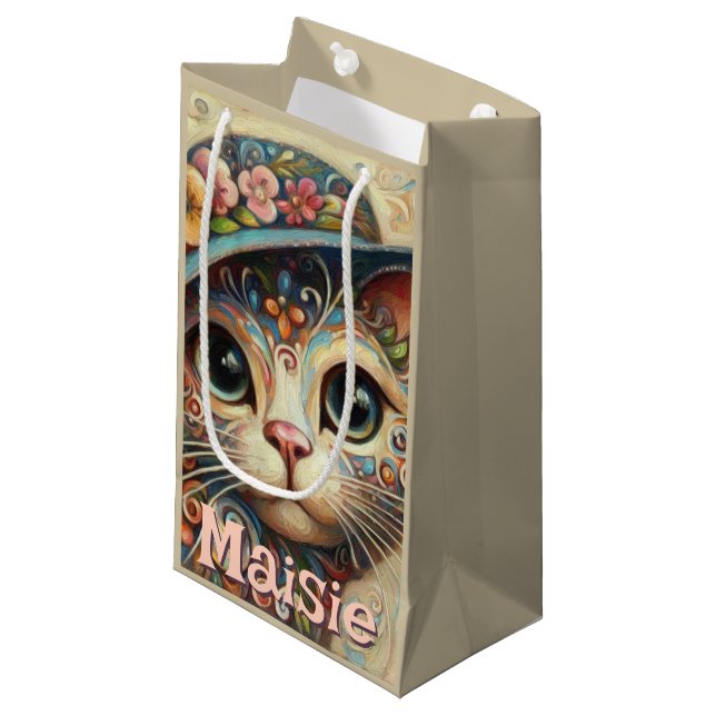 Katt med Hat Blommigt Personlig (Framsidan Vinklad)