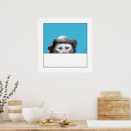 Katt med Hat (gammal skolblått) Poster