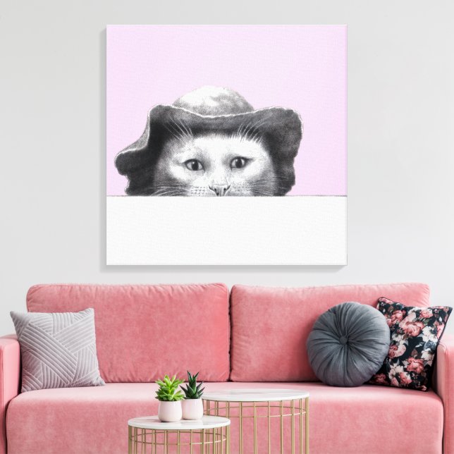 Katt med Hat (UME) Canvastryck (Insitu (Vardagsrum))