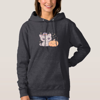 Katt med häxhatt och leende pumpa söt och kuslig t shirt