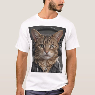 katt med headset t shirt