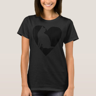 Katt med Heart Black Animal Roligt T Shirt