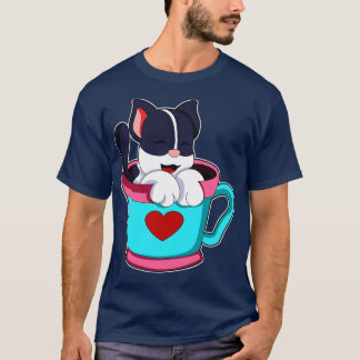 Katt med Heart Kopp T Shirt