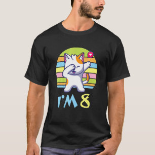Katt med Heart Lycklig eller mig, 8 år gammal T Shirt