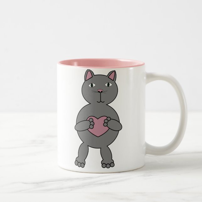 Katt med Heart Mugg (Höger)