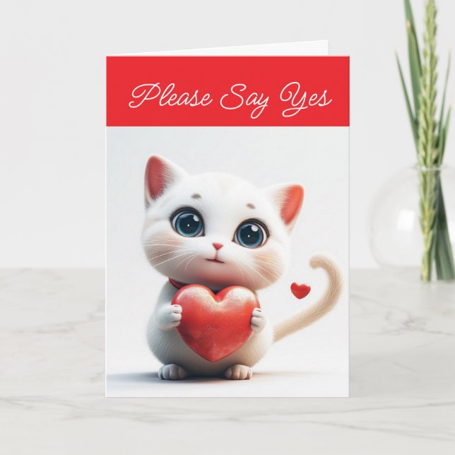 Katt med Heart Valentine-Helgdag Card Helgkort (Framsida)