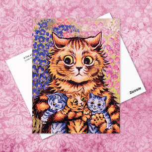 Katt med hennes Kittens Louis Wain Vykort