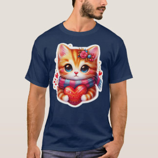 Katt med hjärtsöta djur valentines day TShirt T Shirt