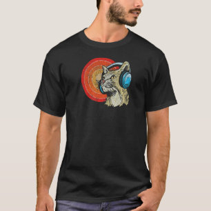 Katt med hörlurar - Katt- och musikreklam T Shirt