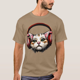 Katt med hörlurar t shirt