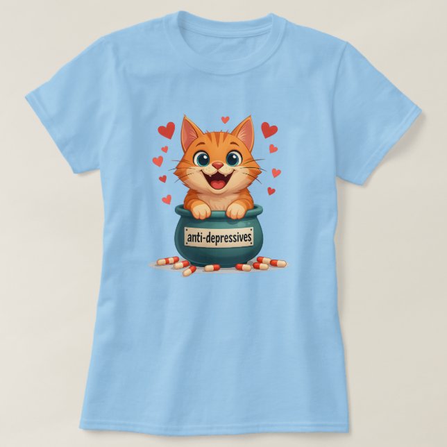 Katt med ingefära, röd färgad katt  t shirt (Design framsida)