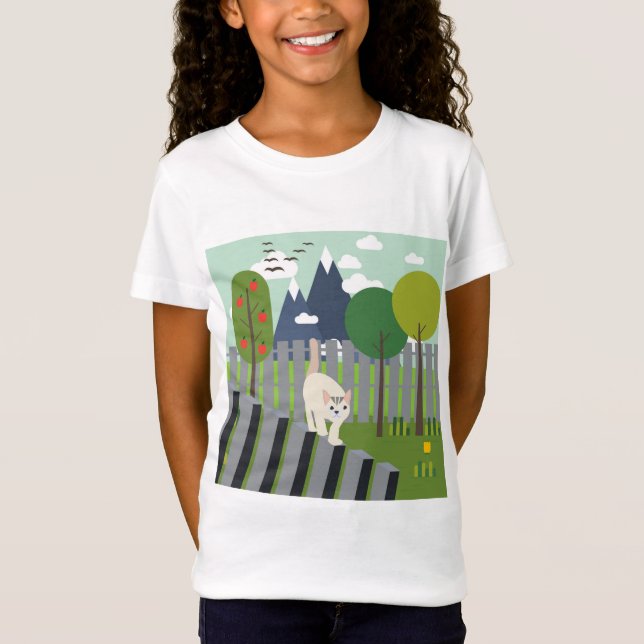 Katt med jämvikt t shirt (Framsida)