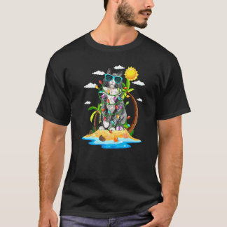 Katt Med Julbelysning Sommar Vibes Julen I Juli T Shirt