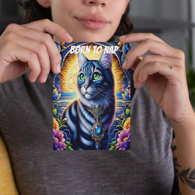 Katt med juveler i en levande fantasi-trädgård vykort (Skapare uppladdad)