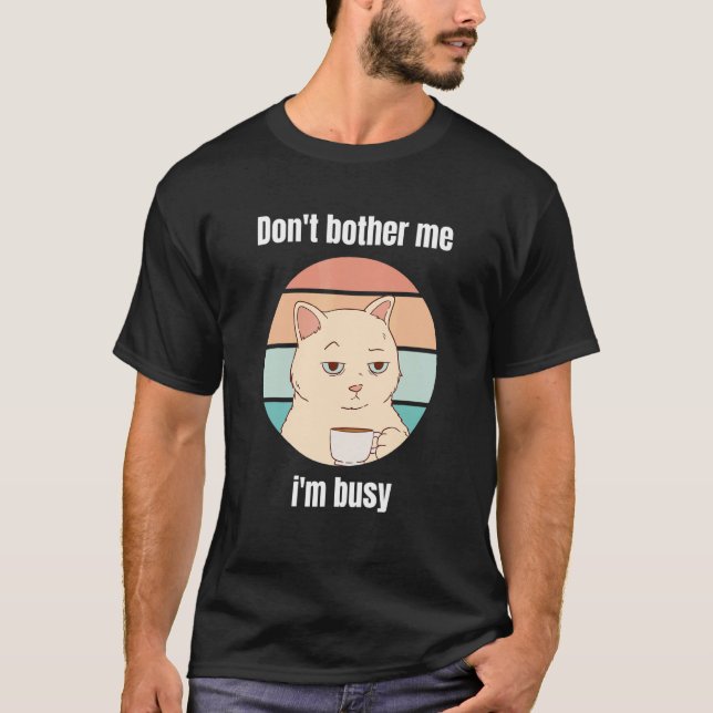 katt med kaffe kontor roliga saker 2 t shirt (Framsida)