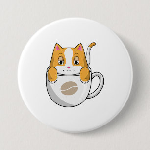 Katt med kaffe Kopp Knapp
