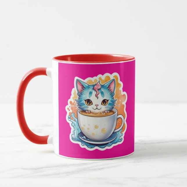 Katt med kaffe Mugg-94678 Mugg (Vänster)