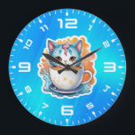 Katt med kaffe Mugg-94678 Stor Klocka<br><div class="desc">Katt med kaffe Mugg-94678</div>