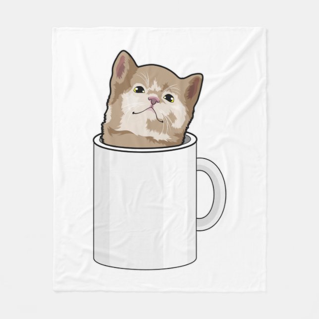 Katt med kaffe mugg fleecefilt (Framsidan)