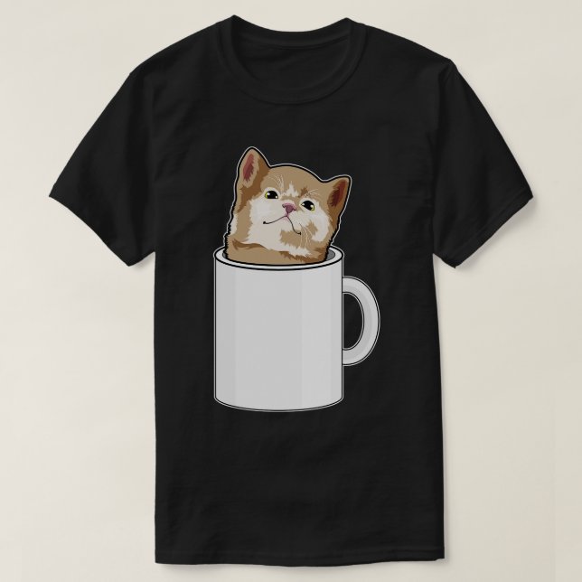 Katt med kaffe mugg t shirt (Design framsida)