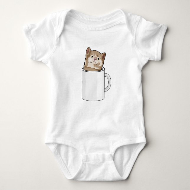 Katt med kaffe mugg t shirt (Framsida)