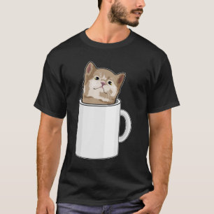 Katt med kaffe mugg t shirt