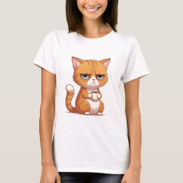 Katt med kaffe T-shirt