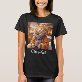 Katt med kaffeupptag t shirt