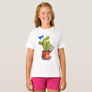 Katt med kaktus t shirt